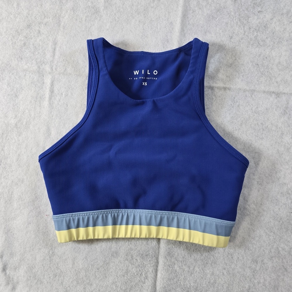 WILO Active Sports Bra Womens XS Blue‎ Colorblock Athletic Yoga Gym